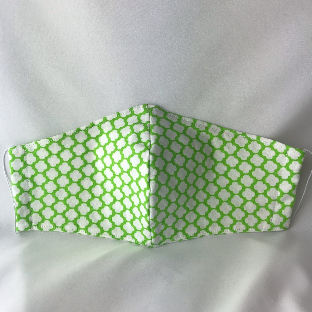 Adult Face Mask Green and White